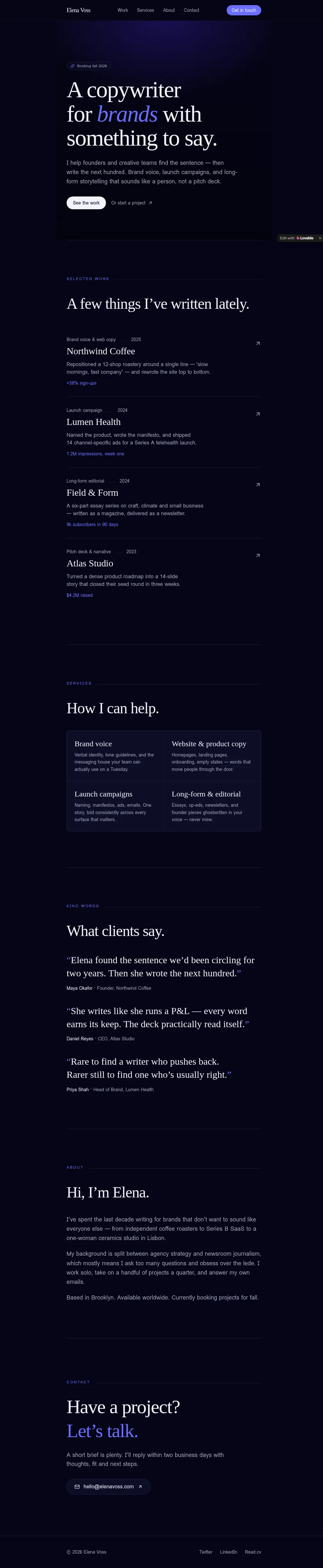 Story Setter Hub — one-page site mockup