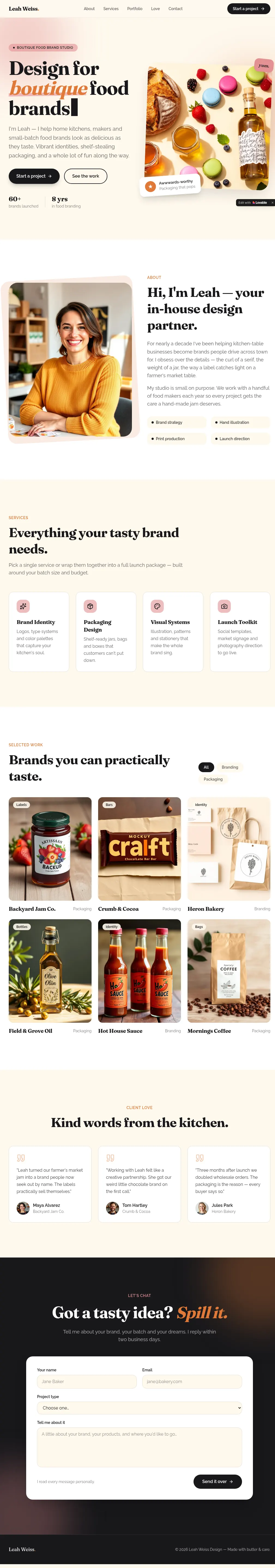 Design Feast Studio — one-page site mockup
